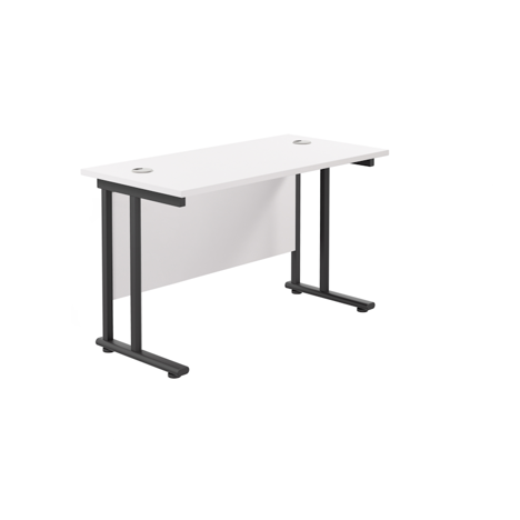 Rectangular Workstation 600mm Deep - W1200 - Black Frame - White
