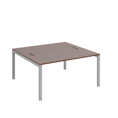 Connex Back to Back Desks - 1400 - Silver Frame - Walnut