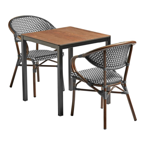 Panda Dining Set - Black & White Weave Armchairs + Extrema Copper Textured 4 Leg Dining Table