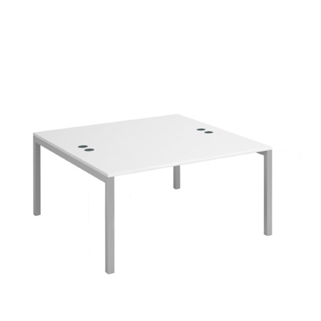 Connex Back to Back Desks - 1400 - Silver Frame - White