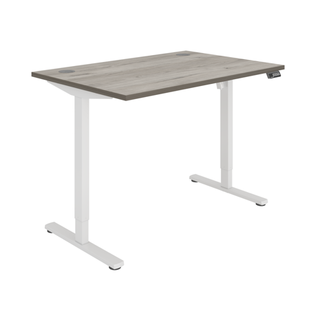 Core Sit-Stand Height Adjustable Desk (Single Motor) - 1200 - White Frame - Alaskan Grey Oak