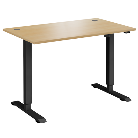 Electric Ergonomic Sit-Stand Workstation - 1400 - Black Frame - Oak