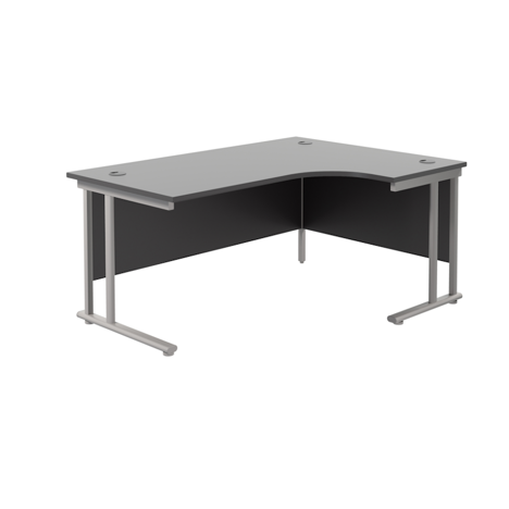 Twin Upright Radial Desk - Right Hand - 1600 - Silver Frame - Black