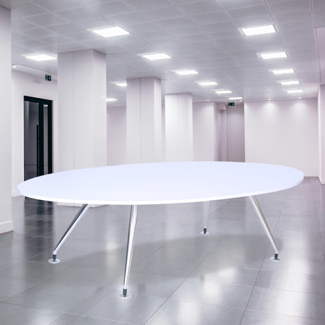 Oval Shaped Boardroom Table with Brushed Metal Legs