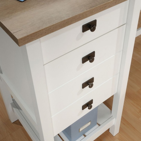 Shaker Style Home Office L-shaped Desk in a Soft White