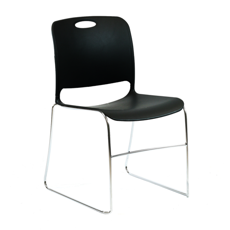 Maestro HD Stacking Chair - Chrome Frame - Black