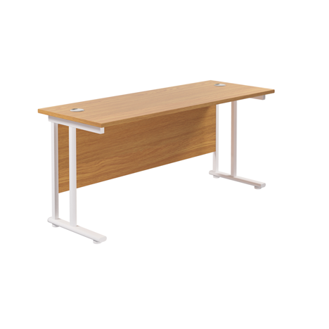 Rectangular Workstation 600mm Deep - W1600 - White Frame - Nova Oak